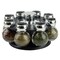 Home Basics Contemporary Low Profile Revolving 8-Jar Spice Rack Set, Black